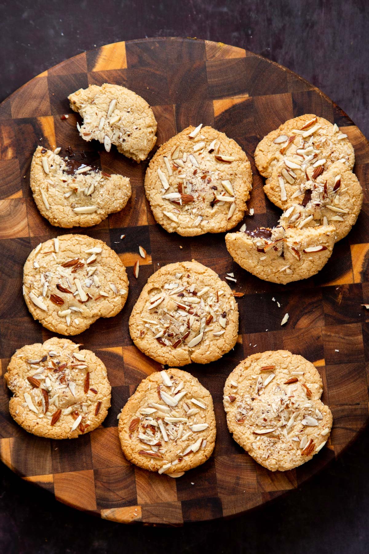 Almond Joy Cookies on a wooden chopping board