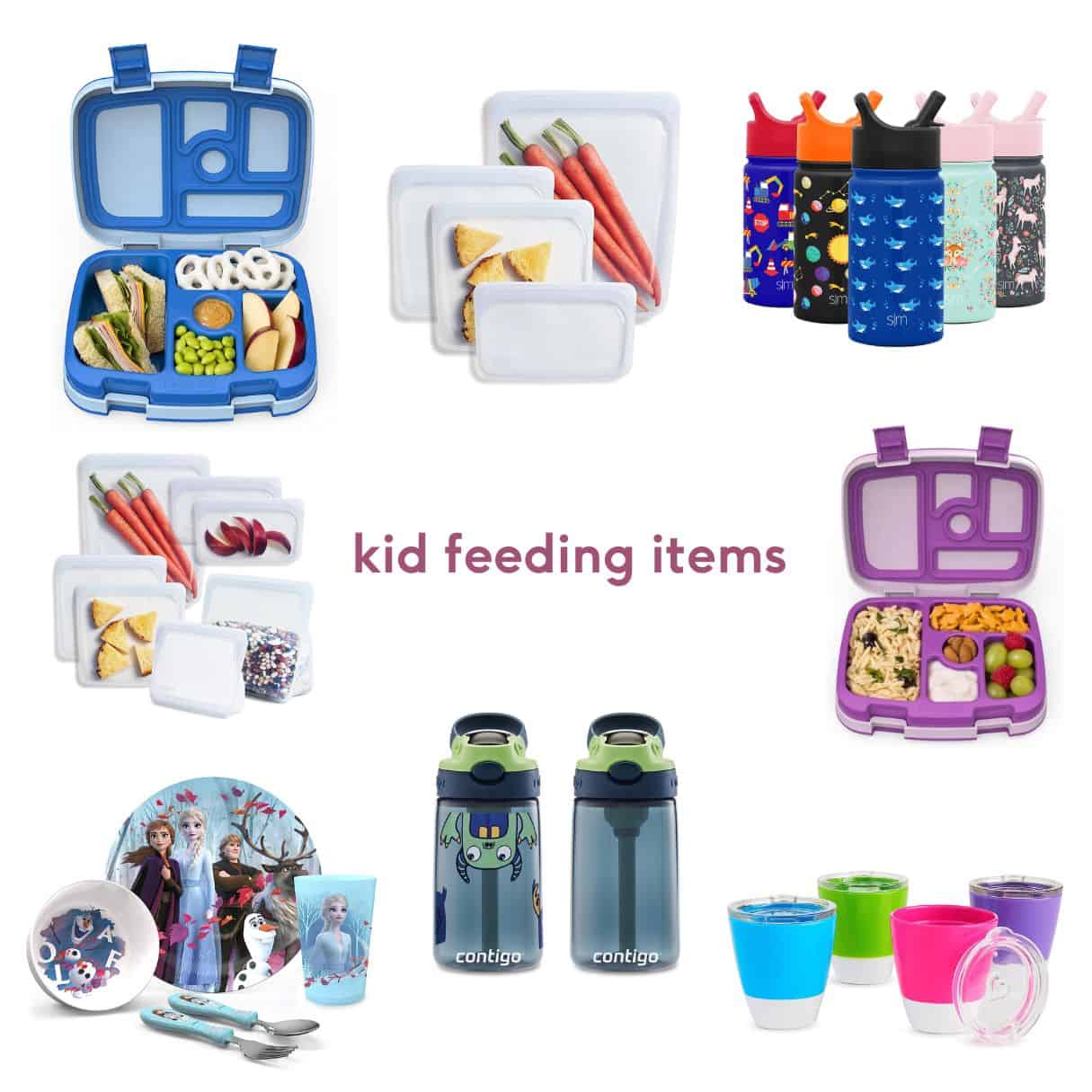 amazon prime day deals 2023 kids feeding items bentgo kids lunch boxes and simple modern water bottles and contigo cups and munchkin splash cups and elsa dinnerware set and stasher bags