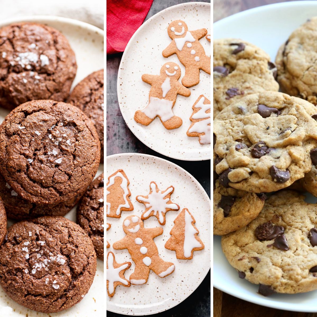 image collage of different kinds of vegan Christmas cookies